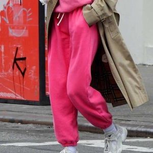 Heavy Manners Heavy Classic Airport Sweats in Bubble Pink (seen on Elsa Hosk)